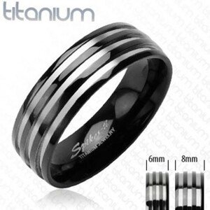 Titánium karikagyűrű - három ezüst sáv - Nagyság: 66