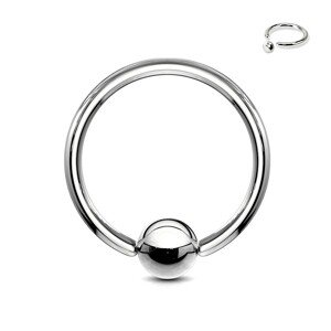Acél piercing - ezüst karika és gyöngy, 1,6 mm - Méret: 1,6 mm x 13 mm x 4 mm