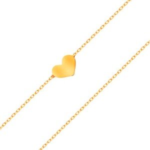 Karkötő 14K sárga aranyból - kis szimmetrikus és lapos szív, finom lánc