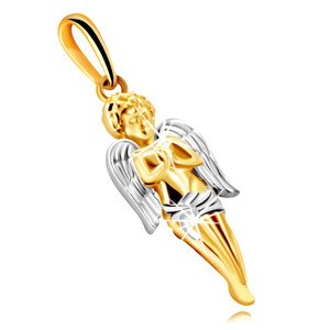 Medál kombinált 9K aranyból – imádkozó angyal szárnyakkal