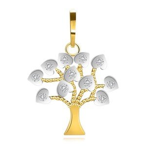9K kombinált arany medál - életfa, átlátszó crkóniák, barázdák
