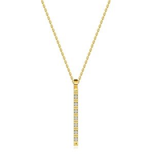 Briliáns nyaklánc 14K sárga aranyból - keskeny csík kerek gyémántokkal
