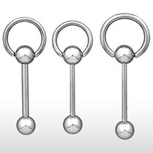 Piercing - acél súlyzó és karika - Méret: 1,2 mm x 10 mm