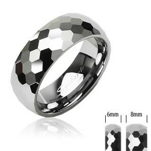 Tungsten - wolfram karikagyűrű, disco minta - Nagyság: 69