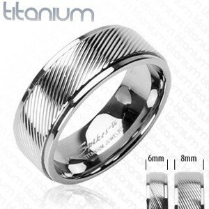 Titánium gyűrű - ferde bemart vonalak - Nagyság: 64