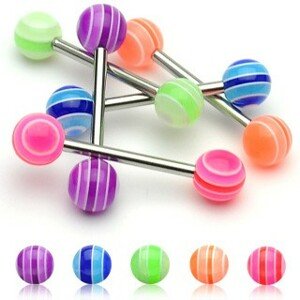Nyelv piercing -  UV Multicolor Ball  - A piercing színe: Lila
