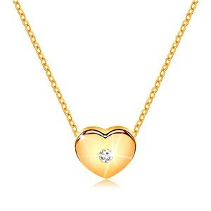Briliáns nyaklánc 14K sárga aranyból - szív áttetsző gyémánttal, lánc
