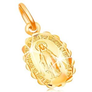 Medál sárga 14K aranyból - kétoldalú medalion Szűz Máriával