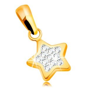 Medál sárga 585 aranyból - csillogó ötágú csillag, átlátszó cirkóniák