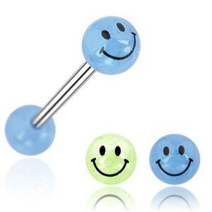 Nyelv piercing - mosolygós golyócska - A piercing színe: Kék