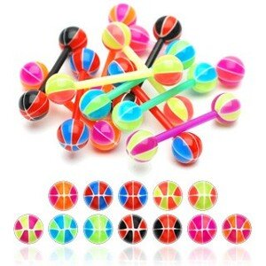 Nyelv piercing - színes kosárlabda - A piercing színe: Lila - Rózsaszín - AP