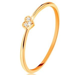 9K sárga arany gyűrű - szívecske cirkóniákkal díszítve - Nagyság: 58