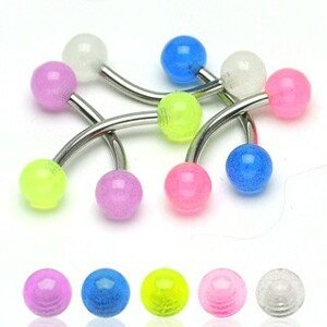 Szemöldök piercing - átlátszó színes golyócskák 4 mm - A piercing színe: Neonzöld