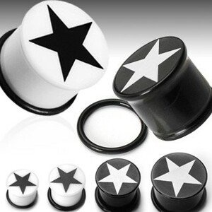Fül piercing csillag logóval - Vastagság: 12 mm, A piercing színe: Fehér