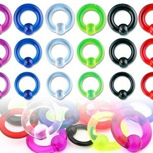 Akril UV piercing – gyűrű egy sima felületű golyóval - Méret: 3 mm x 12 mm x 7 mm, A piercing színe: Neonzöld