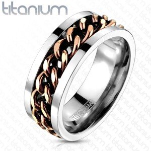 Titánium gyűrű - réz színű lánc - Nagyság: 68