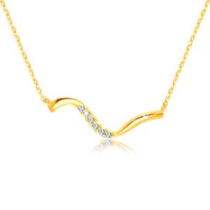 14K sárga arany gyémánt nyaklánc - szabálytalan hullámvonal, tiszta briliánsok