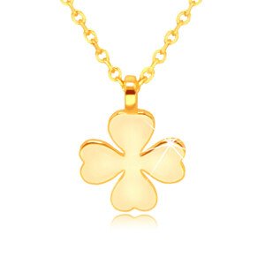 375 sárga arany nyaklánc – négylevelű lóhere szív alakú levelekkel, boldogság szimbólum