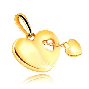 9K arany medál egy szív alakú kontúrral – kicsi szív egy láncon