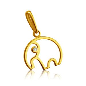 14K sárga arany medál - elefánt körvonala ormánnyal, tiszta cirkóniával