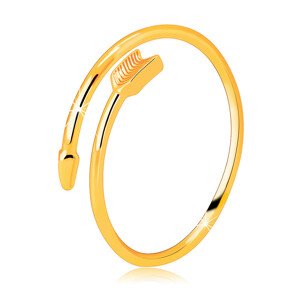 9K sárga arany gyűrű - csavart nyíl, hasított vállak - Nagyság: 51