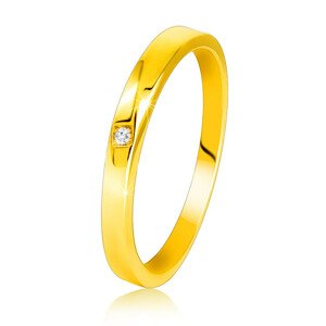 375 sárga arany gyűrű - enyhén ferde vállak, átlátszó cirkónia - Nagyság: 49