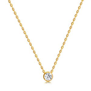 Gyémánt nyaklánc 14K aranyból - kis keret, kerek briliáns, vékony lánc