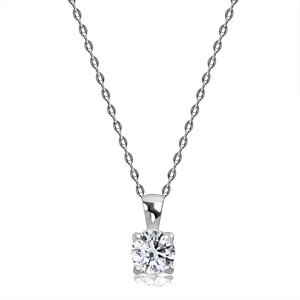 Gyémánt 375 fehér arany nyaklánc  - briliáns csiszolású gyémánt négyzet alakú  foglalatban, finom lánc