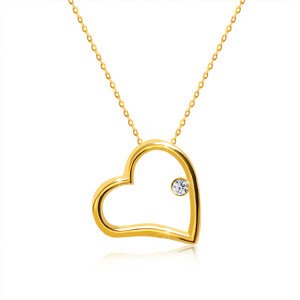 Gyémánt 375 sárga arany nyaklánc  - csillogó szív körvonal briliánssal