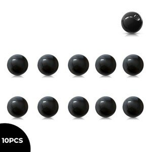 Cserélhető akril golyó menetes piercinghez - fekete színű, 10 db-os készlet - Golyó átmérő x menetátmérő: 5 x 1,6 mm