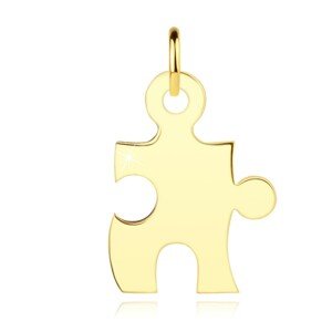 14K arany medál - puzzle-darab kivágásokkal és összekötő láncszemmel