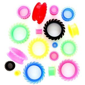 Fültágító alagút - műanyag lemezek - Vastagság: 16 mm, A piercing színe: Rózsaszín