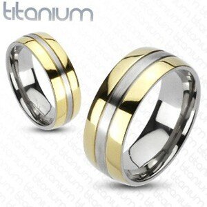 Titánium gyűrű - arany és ezüst színkombináció - Nagyság: 60