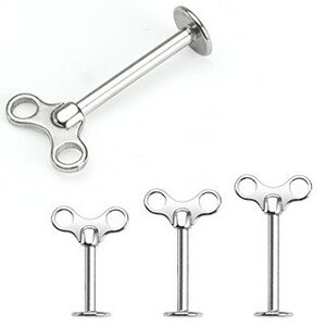 Labret sebészeti acélból - felhúzható kulcs - Méret: 1,2 mm x 6 mm