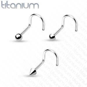 Titánium orrpiercing - ívelt, különböző fejek, 0,8 mm - A fej alakja: Tüske