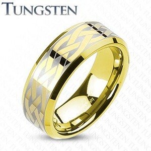 Volfrám karikagyűrű arany színben - keltai csomó - Nagyság: 59