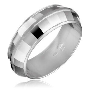 Gyűrű ezüstből - DISCO, fényes négyzetek - Nagyság: 50