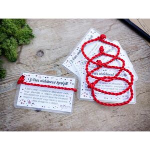 Kabbala védelmező vörös textil karkötő kártyával 5 dbos csomag