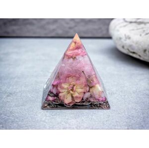 Rózsa orgonit műgyanta piramis dísztárgy